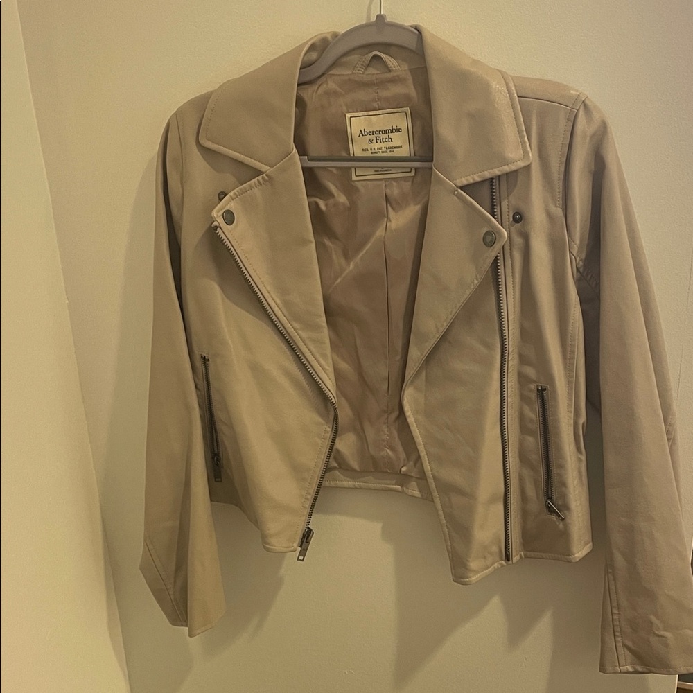 Abercrombie & Fitch Women's Beige Leather Jacket